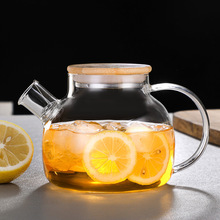加厚玻璃凉水壶 耐热防爆果汁壶花茶壶玻璃 冷水壶大容量玻璃茶壶