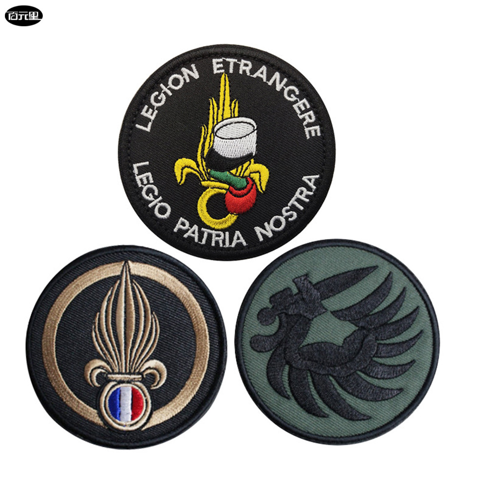 外贸现货无纺布刺绣臂章法国外籍军团户外包配贴章魔术贴
