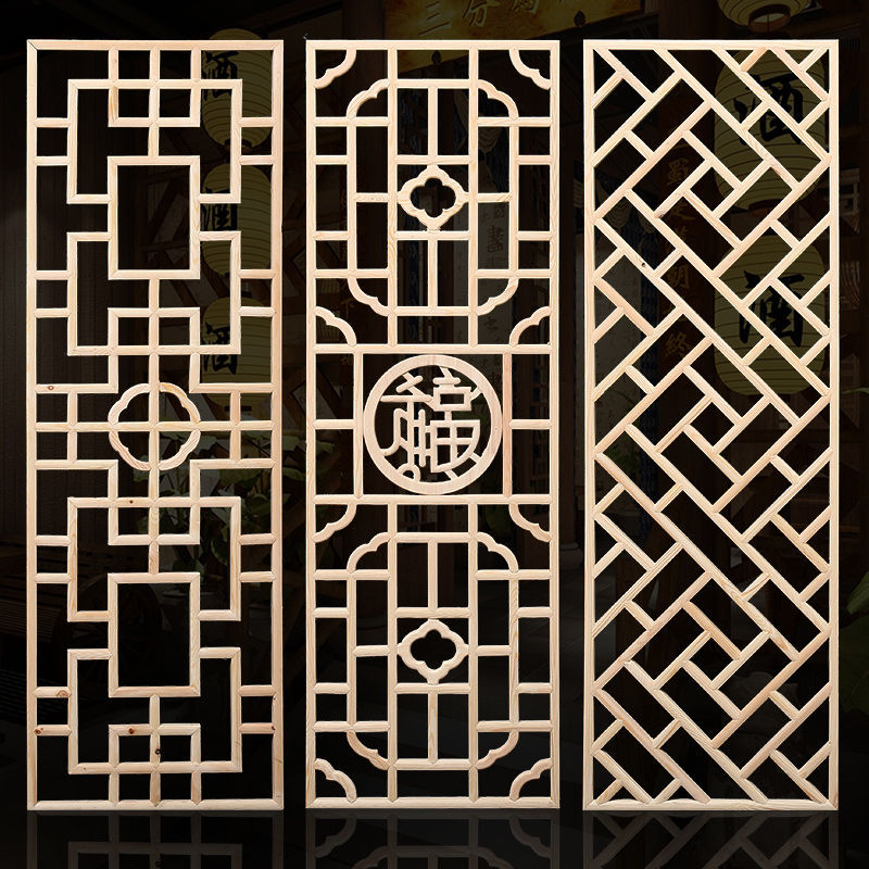 东阳木雕仿古门窗花窗实木花格挂落栏杆屏风角花中式装修风格