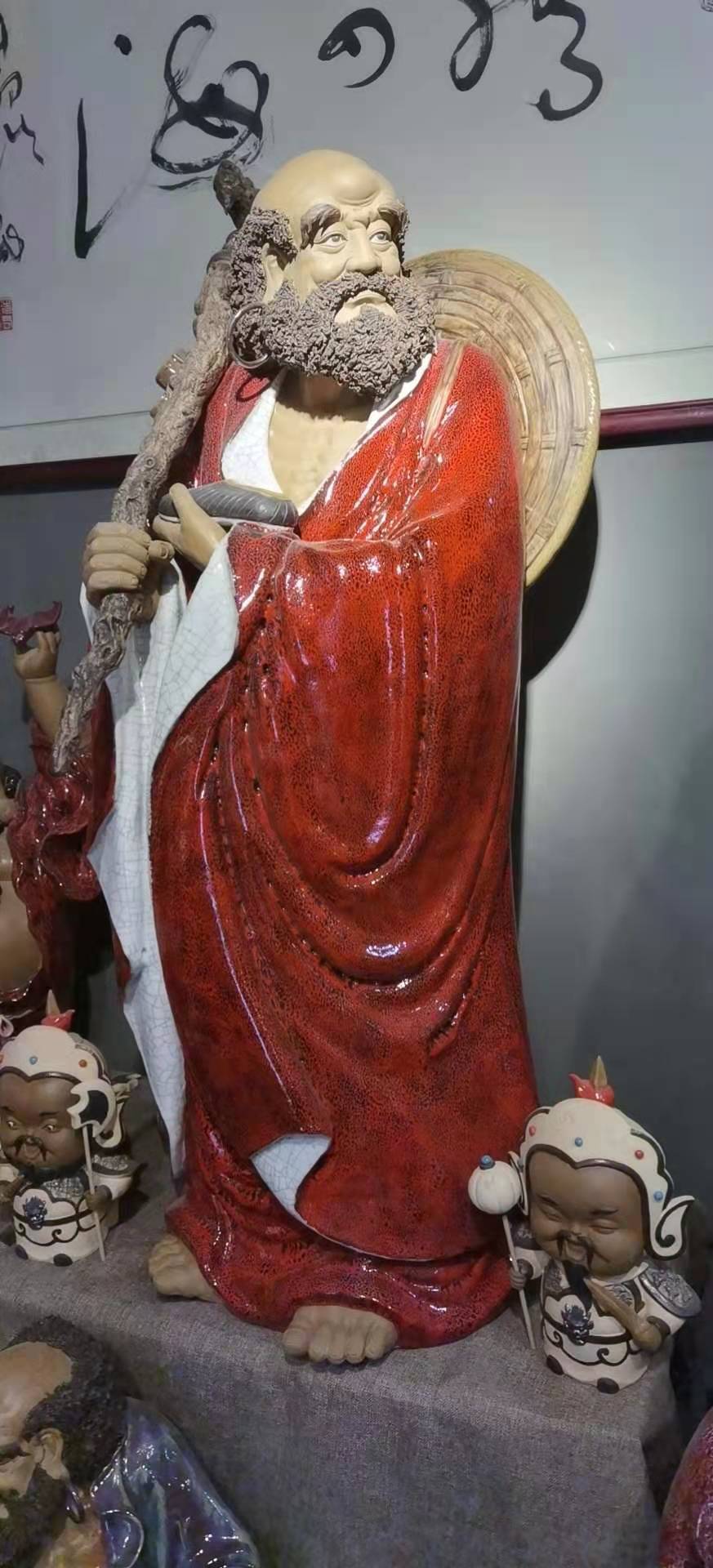 达摩东渡一苇渡江石湾陶瓷公仔中式禅意酒店会所佛堂摆件工艺品