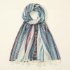 Retro Ethnic style scarf printing Scarf stripe Color matching Cotton and hemp Feel Silk scarf Travel? Sunscreen Beach towel