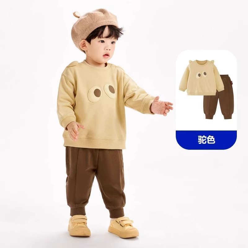 Big Eyes Suit Infant Long-Sleeve Suit Baby 2024 New Spring and Autumn Suit Baby Sweater Tapered Pants Baby Clothes