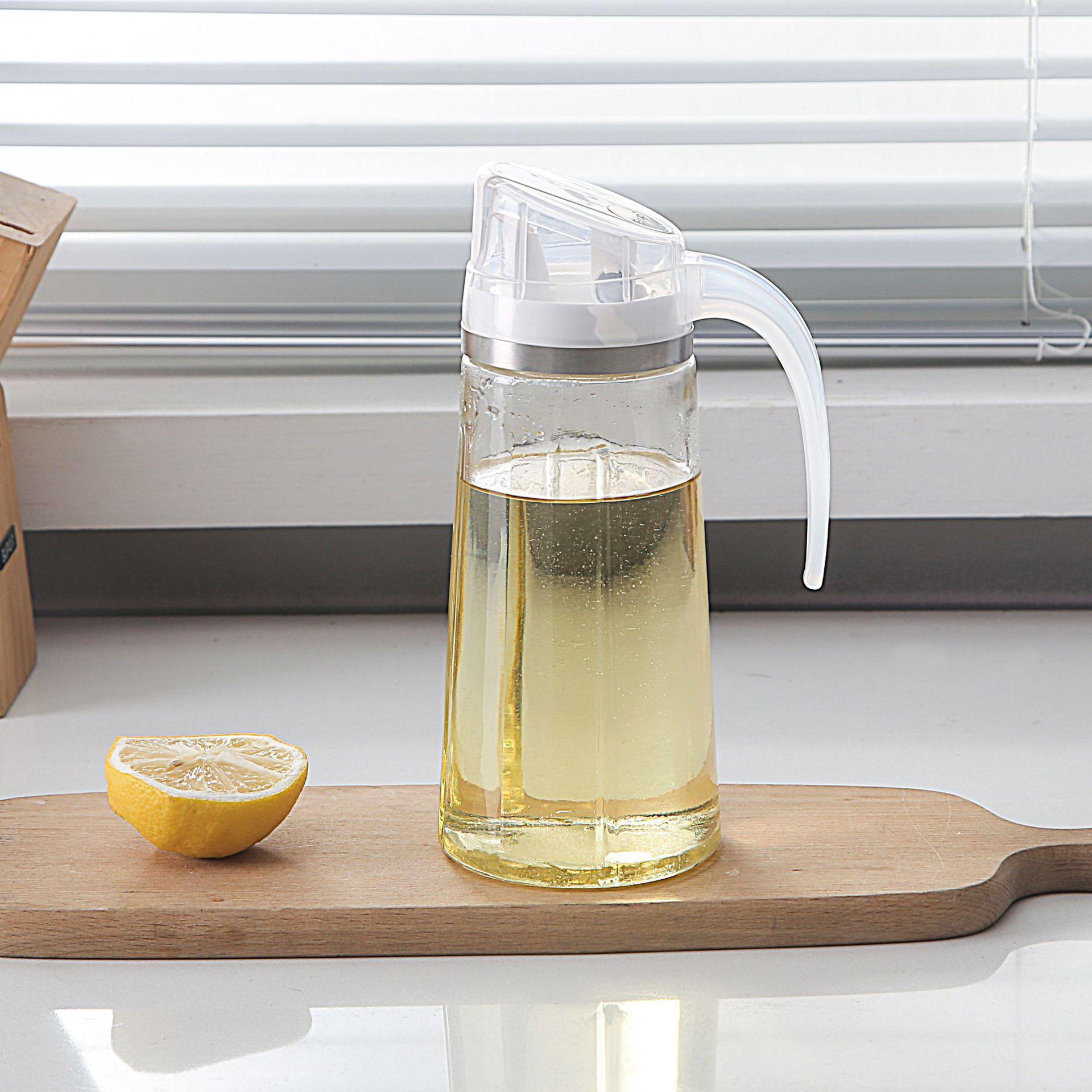 日本玻璃油壶自动开合装油倒油防漏厨房家用不挂油酱油醋油罐油瓶