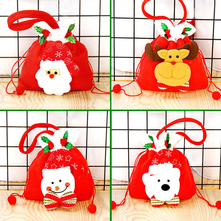 Christmas Flannel Fabric Apple Bag Guest Gift Candy Packaging Bag School Kindergarten Christmas Gift Bag