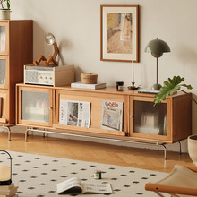 北欧实木电视柜 家用客厅不锈钢杂志储物柜民宿简约收纳视听柜