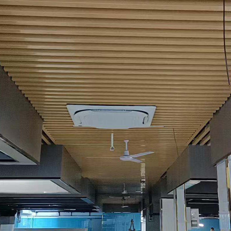 办公室装修材料木纹格栅铝方管u型槽酒店商场铝方通吊顶吊顶天花