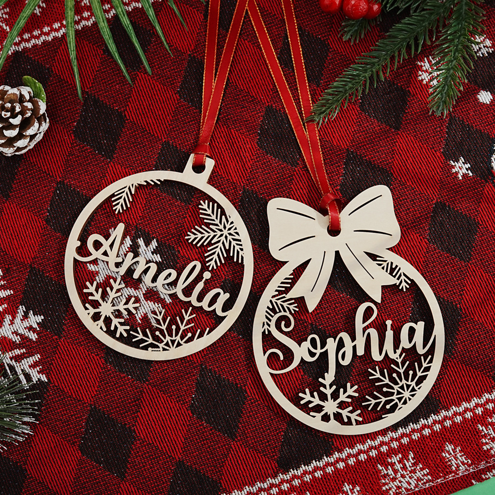 跨境个性DIY名字圣诞挂牌木质挂件家居圣诞树装饰品吊牌