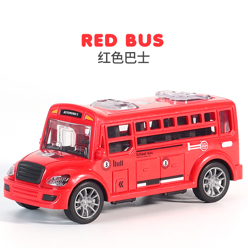 Tiktok Red Children Toy Baby Boy Educational Simulation Toy Cars Inertia School Bus Toy Stall Wholesale