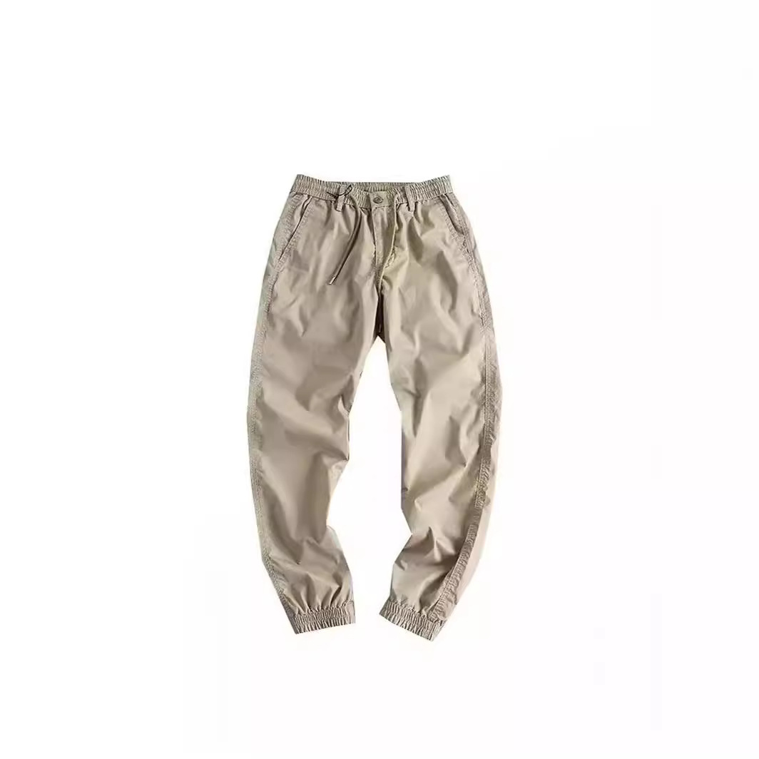 重磅纯棉束脚裤男潮春秋男式复古男裤柔软帆布裤宽松休闲工装裤子