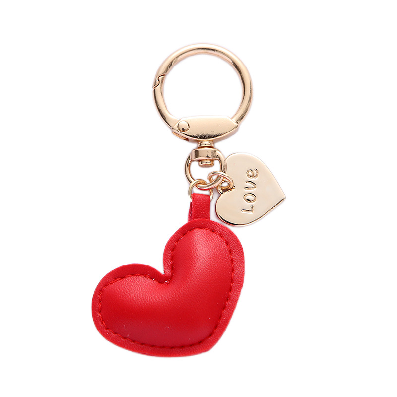 Simple Leather Love Heart Earphone Bag Key Chain Bags Schoolbag Pendant Cars and Bags Keychain Hanging Ornaments Wholesale