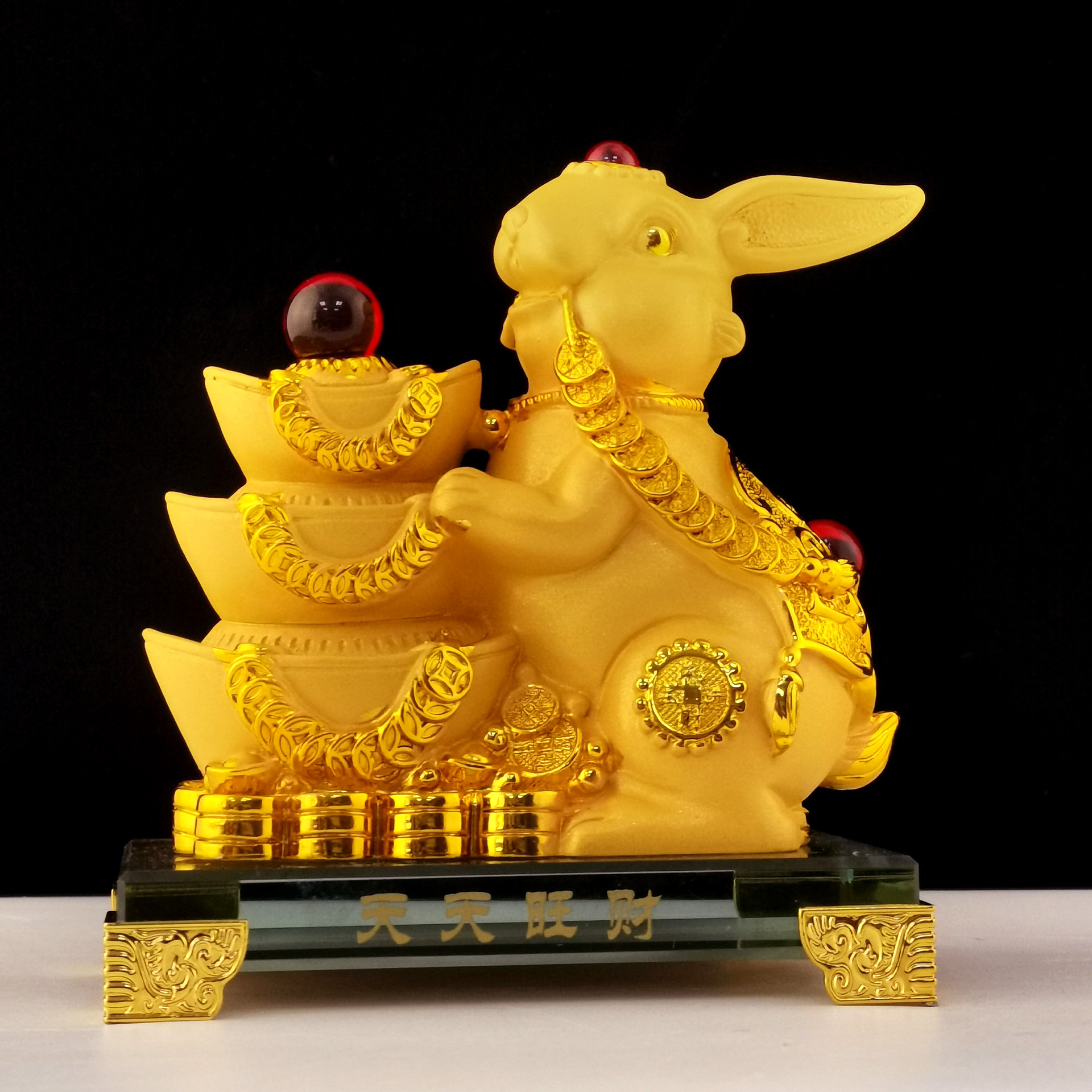 迪万思树脂沙金玉兔摆件招财兔工艺品开门红年会开业庆典活动礼品