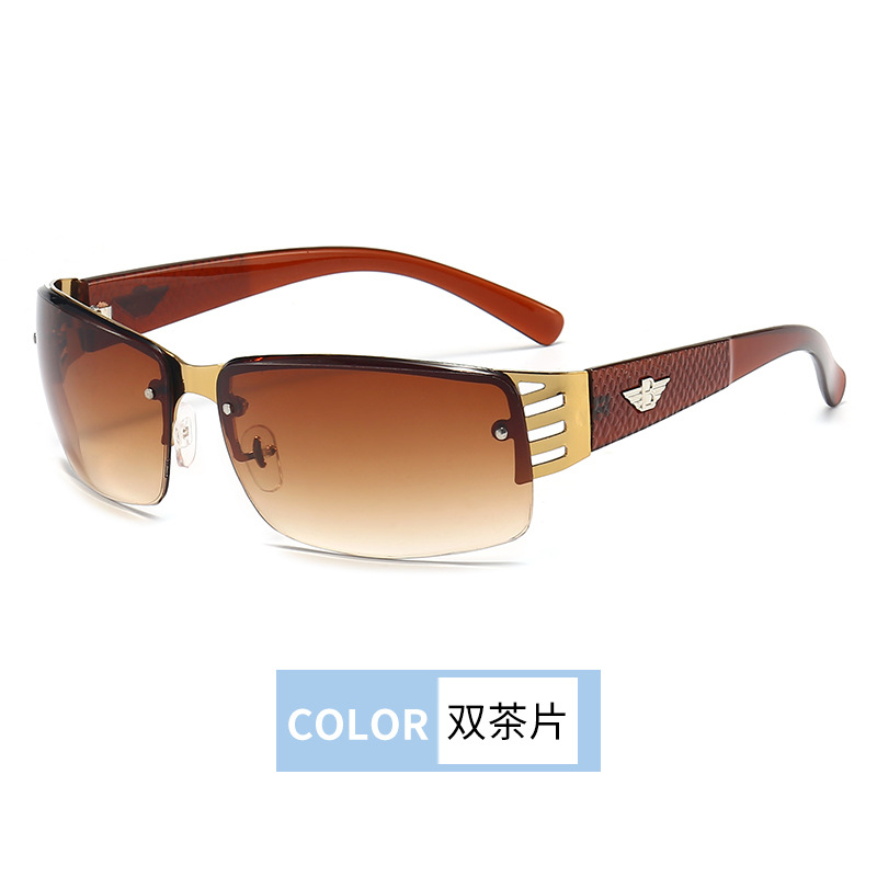 2022 New Fashion Semi-Rimless Sun-Shade Glasses Outdoor Driving Cool Sunglasses Men Cycling Driver Sunglasses for Fishing