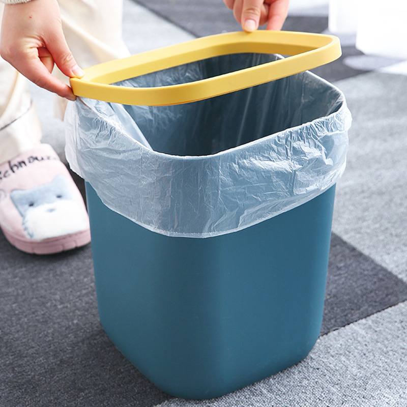 [Large Size Thick Trash Can] Home Clamping Ring Trash Can Creative Bathroom Kitchen Living Room No-Lid Dust Basket