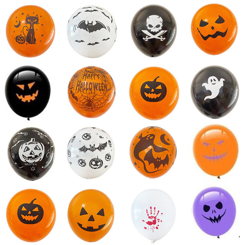 cross-border wholesale ghost halloween balloon party decoration set skull thickened rubber balloons ghost festival balloon