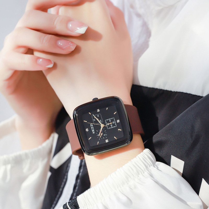 珂紫手表女小众高级感时尚简约防水腕表 方形手表女批发硅胶表带