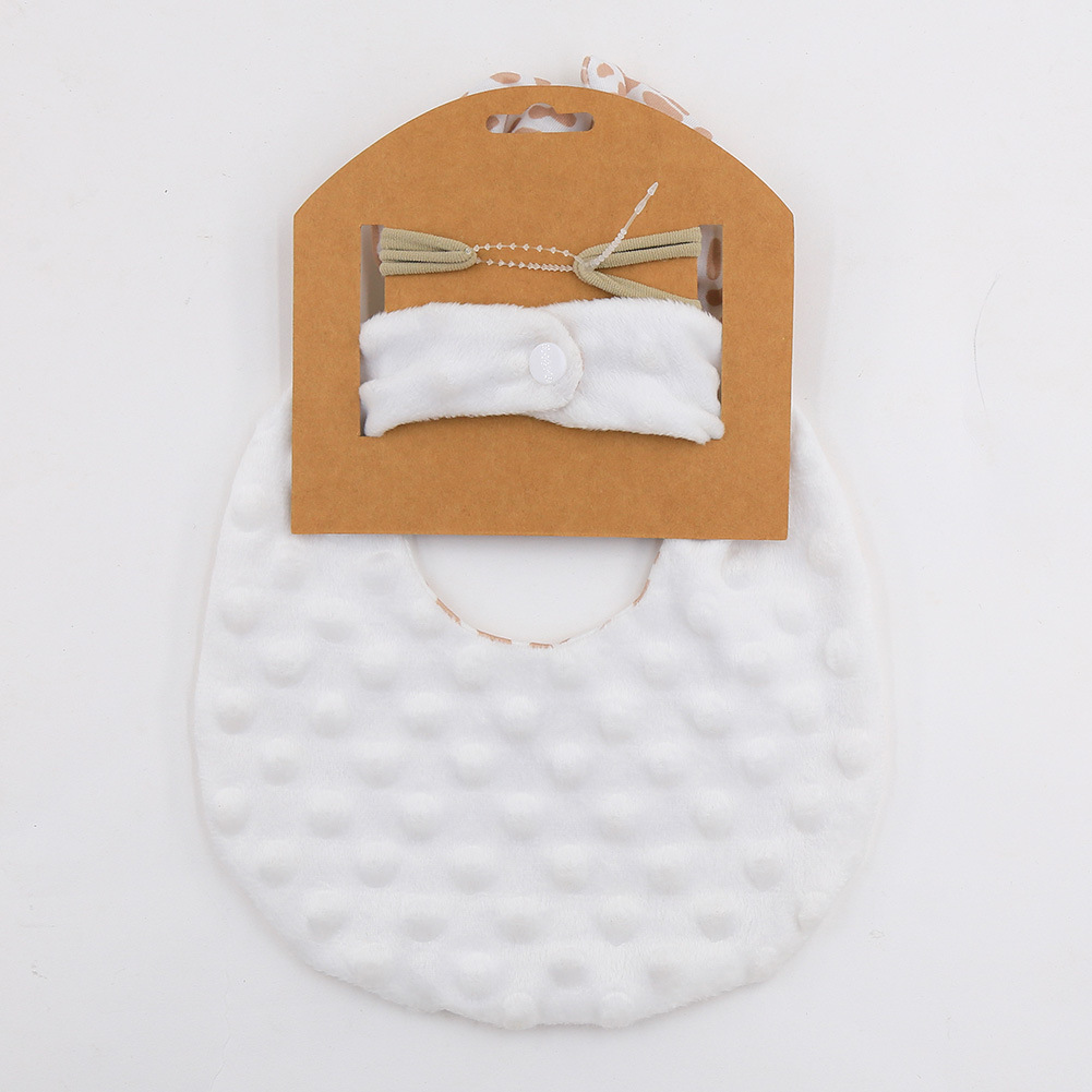 New Baby Double-Sided Cotton Bib Newborn Bib Boys and Girls Anti-Dirty Milk Spilt Prevent Saliva Towel Headband Set