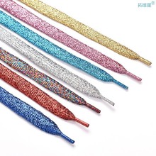 Colorful Flat Shoe laces Fashion Glitter Shoelaces for