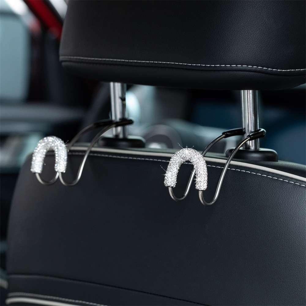 新款汽车挂钩镶钻不锈钢车载多功能靠背椅挂钩创意汽车镶钻挂钩女