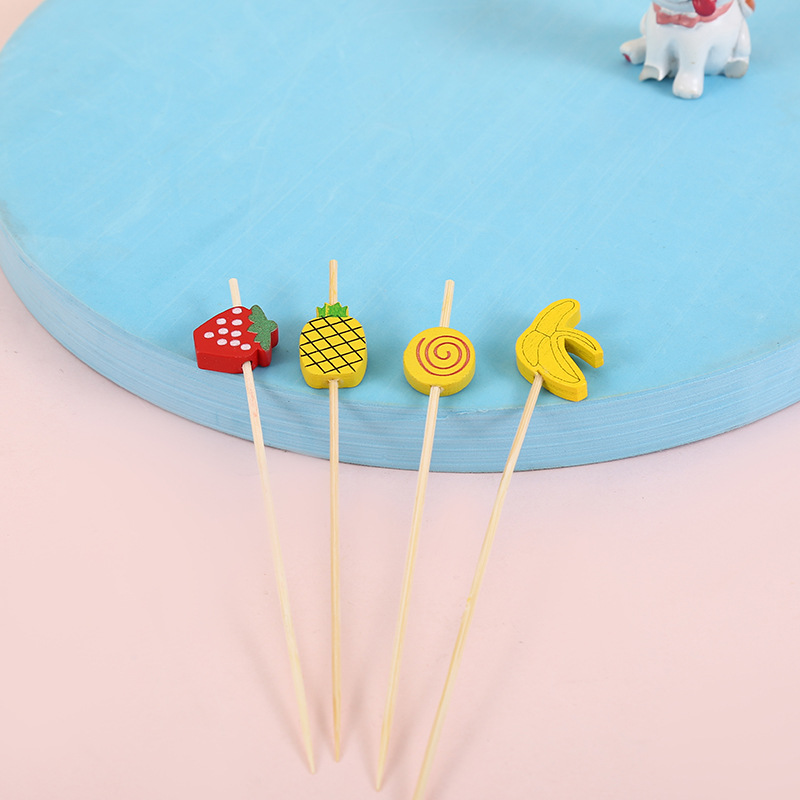 Disposable Fruit Toothpick Bamboo Stick Flower Toothpick Fruit Fork Creative Art Toothpick Cocktail Stick Sandwich Stick Fruit Fork