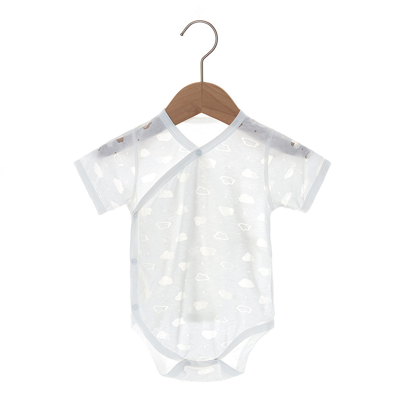 Newborn Children's Sheath Short Sleeve Summer Thin Baby Jumpsuit Romper Infant Boneless Sewing Pajamas Baby Clothes