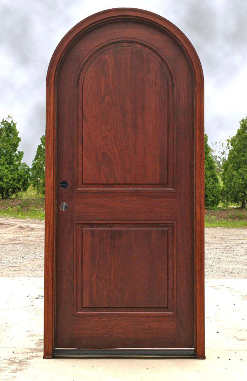 原木实木复合烤漆圆弧形顶地中海拱形欧式美式田园风格铁艺异形门