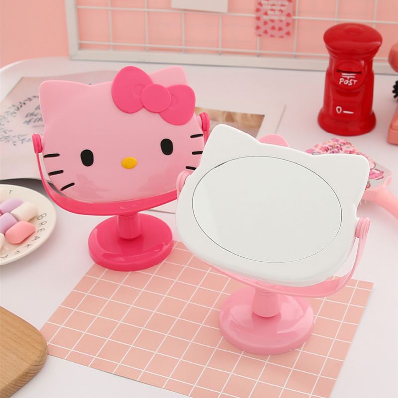 Cute Cat Mirror Desktop Cartoon Hello Kitty Makeup Mirror Mirror Bedroom Desk Mirror Dressing Mirror Factory Wholesale
