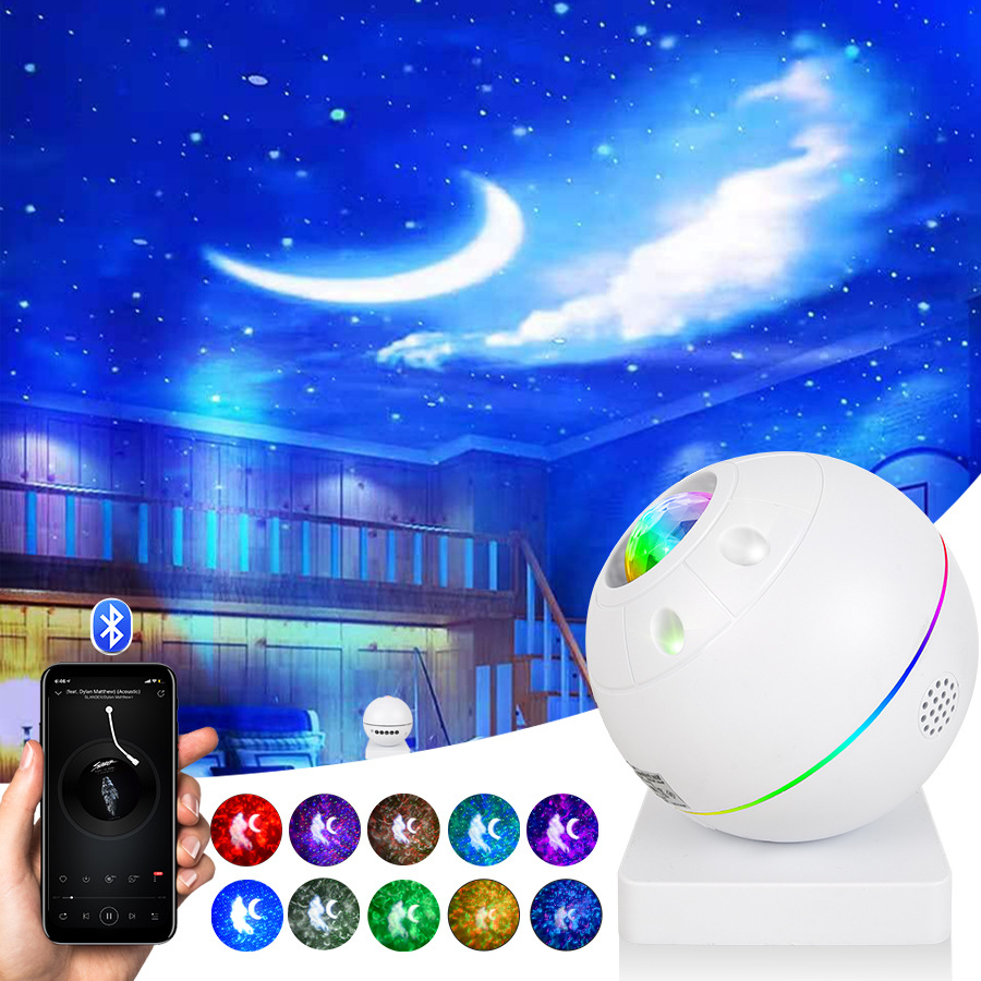 Starlight Starry Sky Moon Laser Projection Lamp Usb Bluetooth Music Star Disk Aurora Romantic Dream Ambience Light