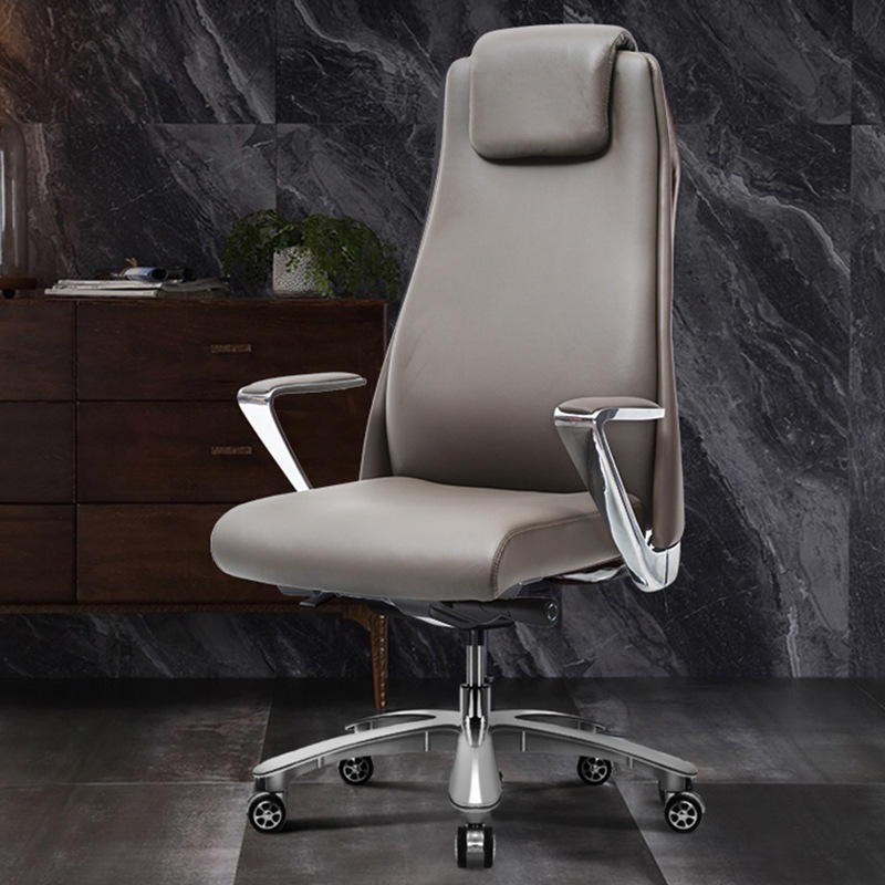 迪欧老板椅办公椅牛皮大班椅高背书房舒适久坐转椅办公室电脑椅子