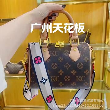 lv新款顶级真皮波士顿枕头包复古包老花speedy20单肩斜挎女包