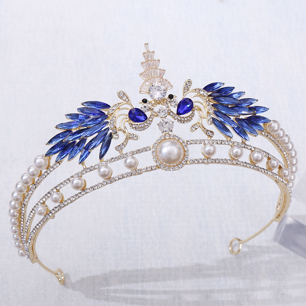 欧式aaa锆石婚庆头饰 双孔雀镶水钻奢华新娘结婚皇冠 生日发饰品