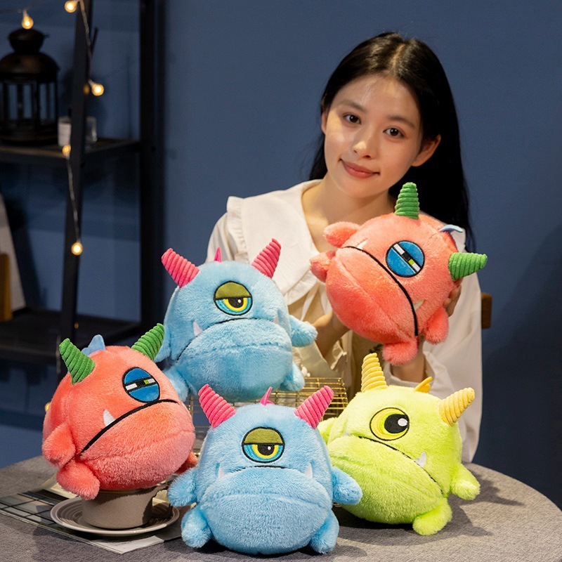 跨境彩虹怪兽公仔可爱大眼仔怪兽搞怪礼品生日礼物马卡龙毛绒玩偶