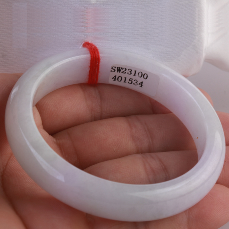 缅甸翡翠a货手镯冰糯种紫罗兰玉镯老坑春彩55圈口少女款送证书