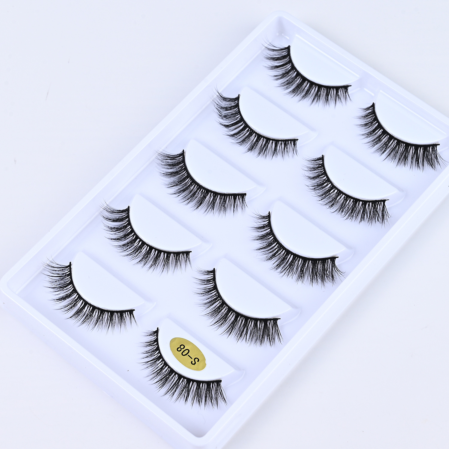 Five Pairs of Natural Simulation Soft 3D Thick One-Piece False Eyelashes Self-Adhesive Black Stem Eyelashes