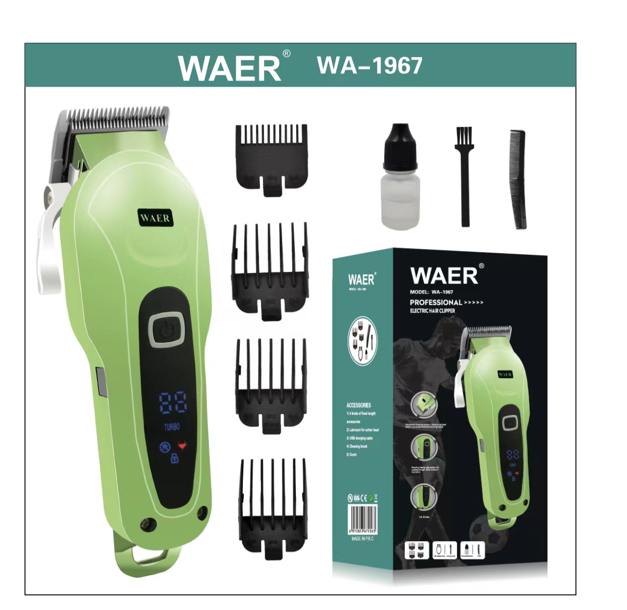 cross-border waer digital display hair clipper electric clipper green electric hair clipper oil clipper electric clipper wholesale