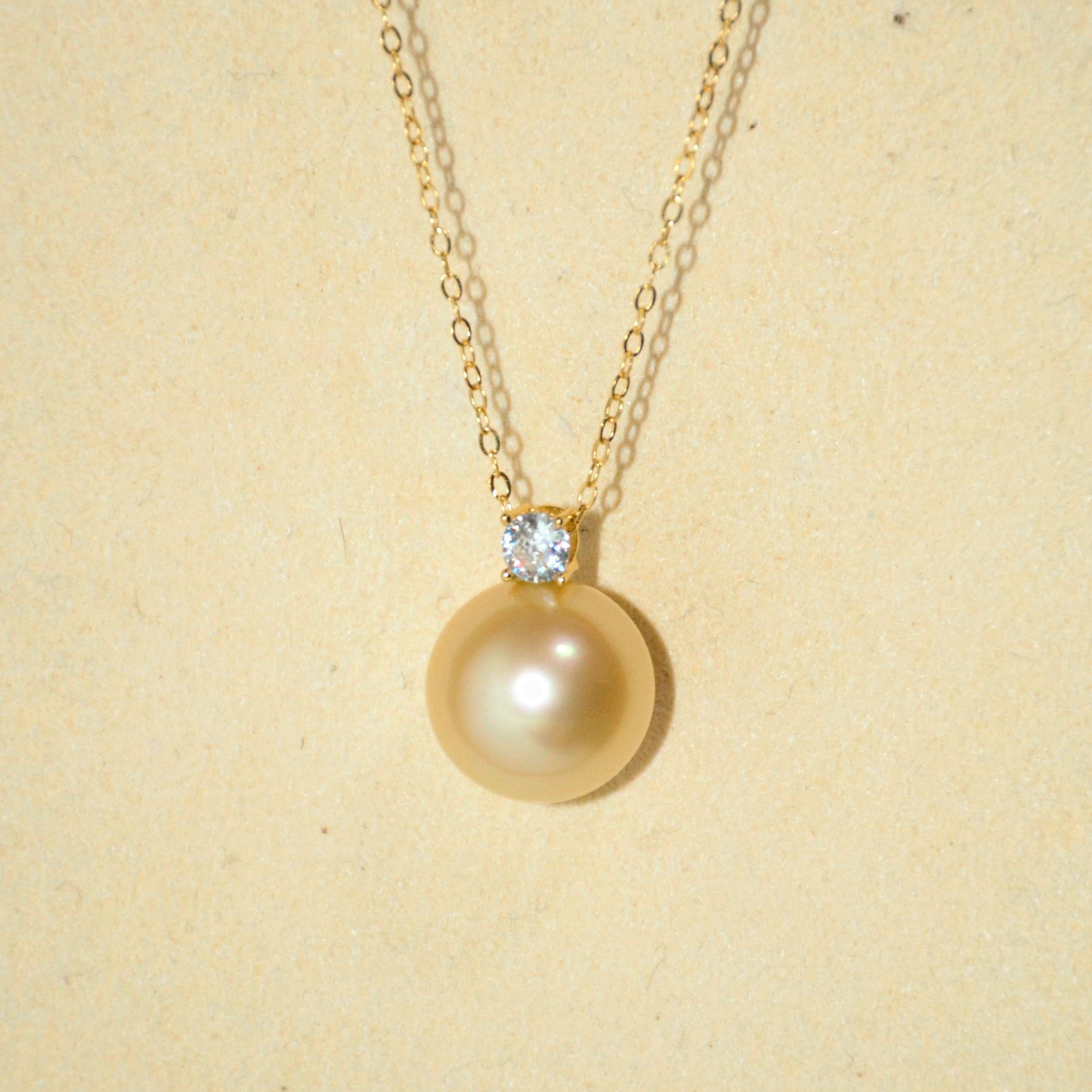 戴安娜王妃珍珠项链 天然海水南洋金正圆珍珠 s925纯银18k金含链