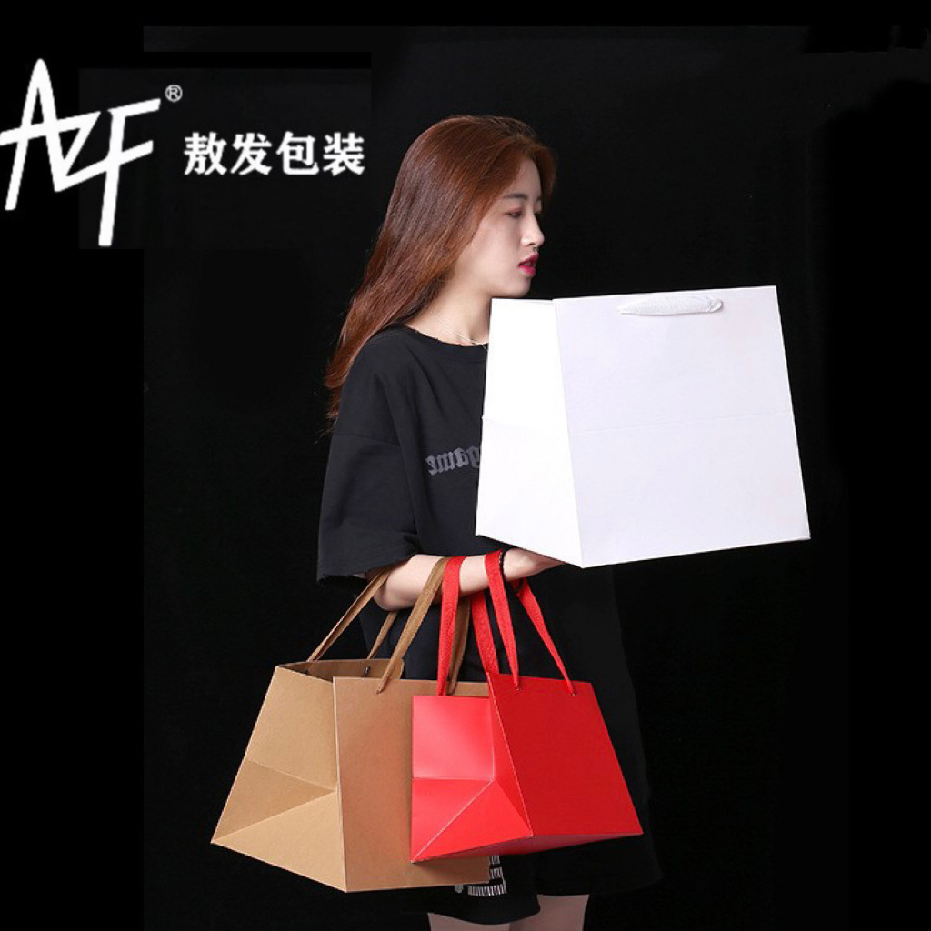 Kraft Paper Packaging Bag Square Handbag Spot Wide Bottom Baking Packing Bag Carton Gift Packaging Bag Wholesale