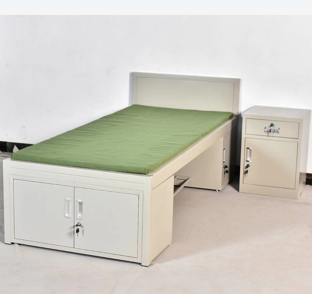 制式单人床钢制单人床单人铁床宿舍单人铁床带床下柜带鞋架单人床