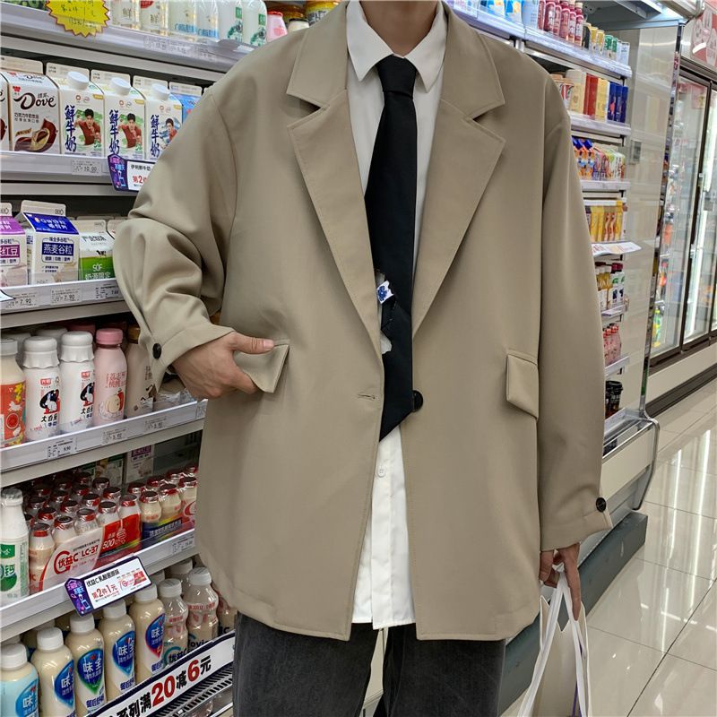 休闲小西装男士秋季复古港风痞帅西服潮流韩版宽松上衣外套衣