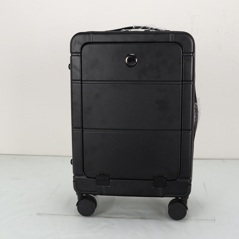 90 Points Side Open Suitcase Business Front Open Cover 20-Inch Boarding Luggage Double TSA Lock USB Charging Trolley Case