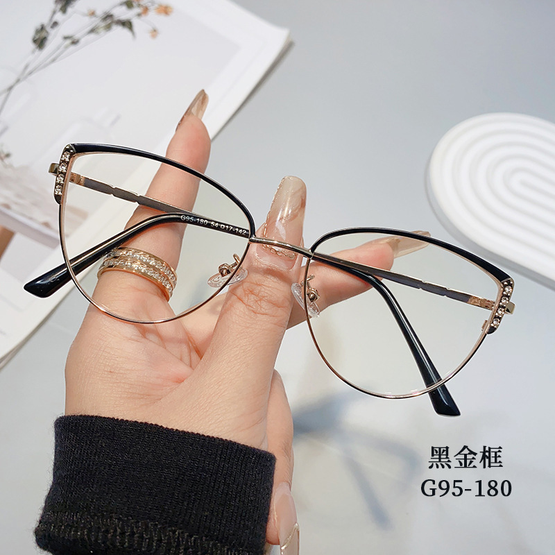 Cat's Eye Glasses Female Amazon European and American Fashion Casual Trend Metal Optical Photo Frame