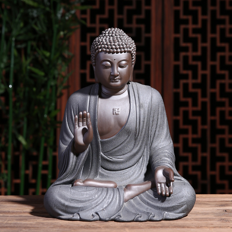 释迦摩尼佛像陶瓷镇宅阿弥陀佛如来佛像家居人物禅意玄关中式摆件