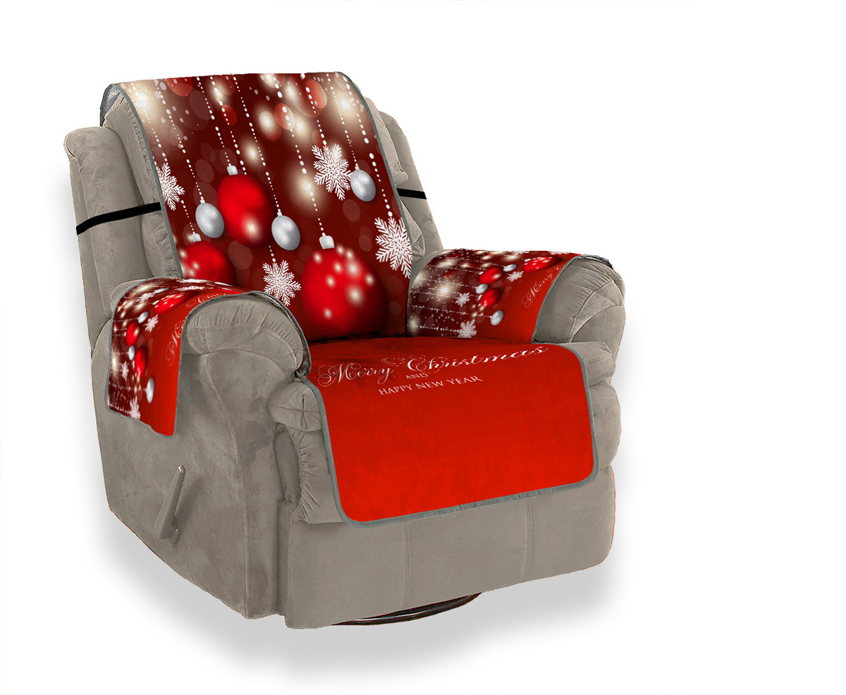[Elxi] Christmas Red Ball 3D Digital Printing Sofa Cover Factory Direct Sales Sofa Cushion Sofa Dust-Proof Pad