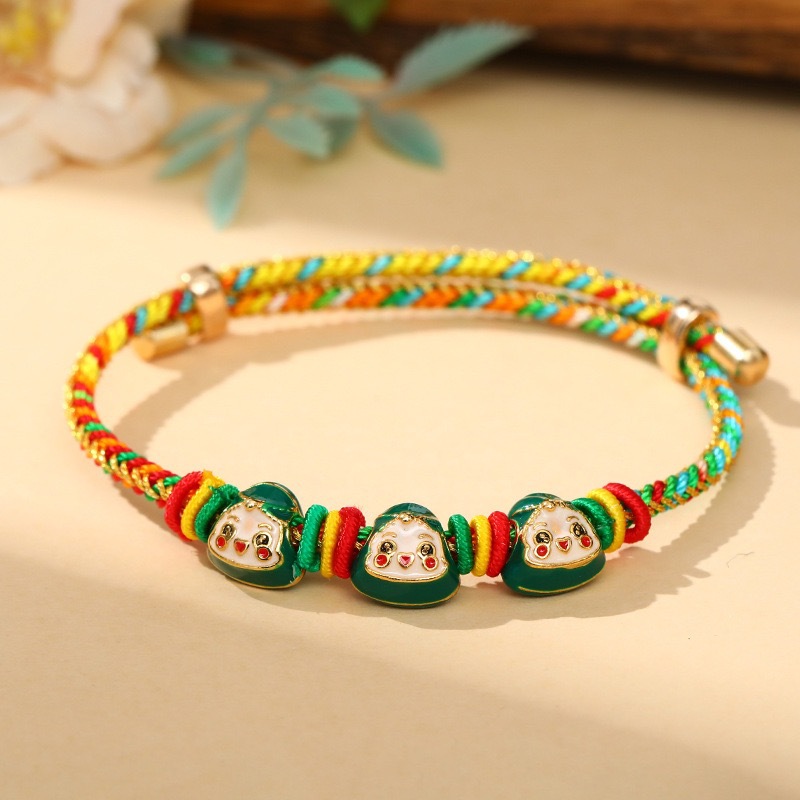 2023 New Dragon Boat Festival Colorful Rope Bracelet Hand-Woven Zongzi Safety Lock Red Carrying Strap Holiday Gift