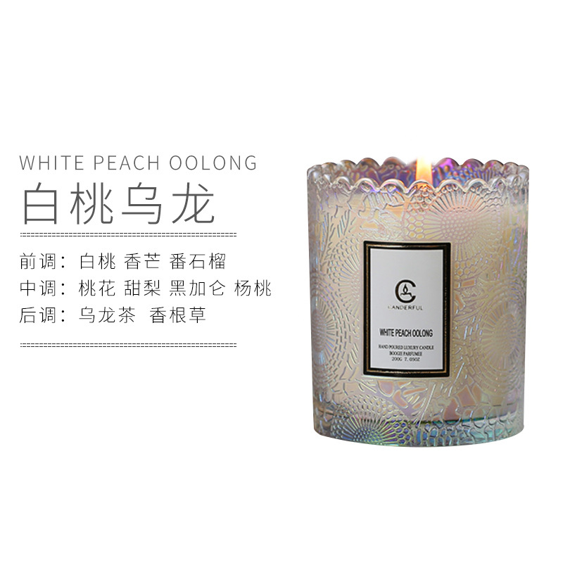 [Fangdi] Diptyque Candle Fragrance Plant Soy Wax Gift Lace Relief Glass Aromatherapy Candle