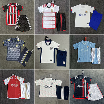 厂家直销巴塞曼城阿森纳儿童足球服男帕尔梅拉斯比赛训练队服球衣