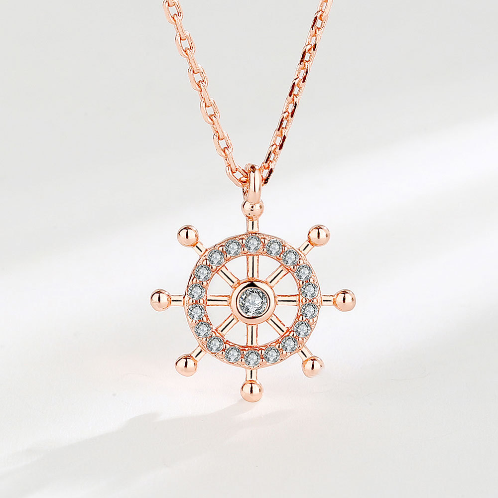 韩版复古船舵项链女潮网红吊坠简约气质个性锁骨链饰品轻奢小众