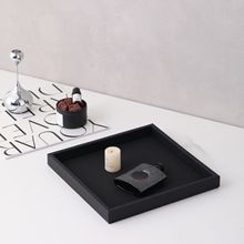 现代简约皮革编织纹方形托盘置物收纳玻璃酒具创意摆件桌面样板间