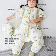 婴儿睡袋秋冬款恒温竹棉四季通用儿童分腿防踢被宝宝连体衣