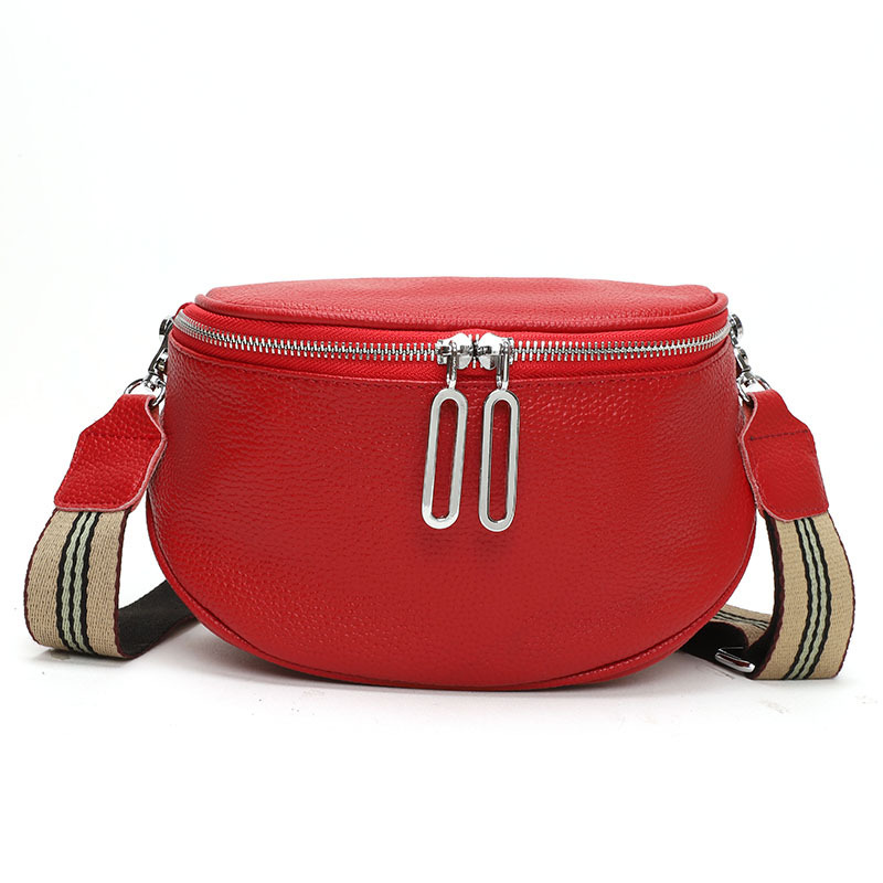 Fashion Saddle Bag Women's Bag 2022 New Genuine Leather Messenger Bag Double Zipper First Layer Cowhide Small Bag Shoulder Bag