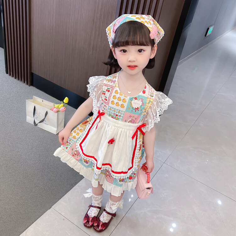 女童连衣裙夏季儿童裙子小女孩碎花公主裙女宝宝夏装可爱头巾